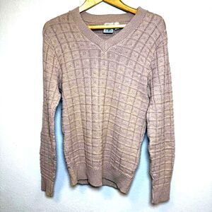 Vtg Spire California Tan Knit Sweater Women's L Grandpa *Flaw